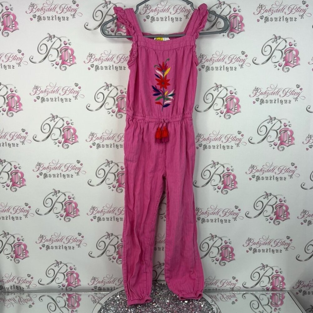 Boden jumper one piece pantsuit kids Pink Jumpsuit with Colorful Embroidery